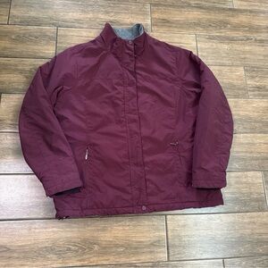 LL Bean Jacket Womens Extra Large Full ZIp Purple Lined Jacket Windbreaker